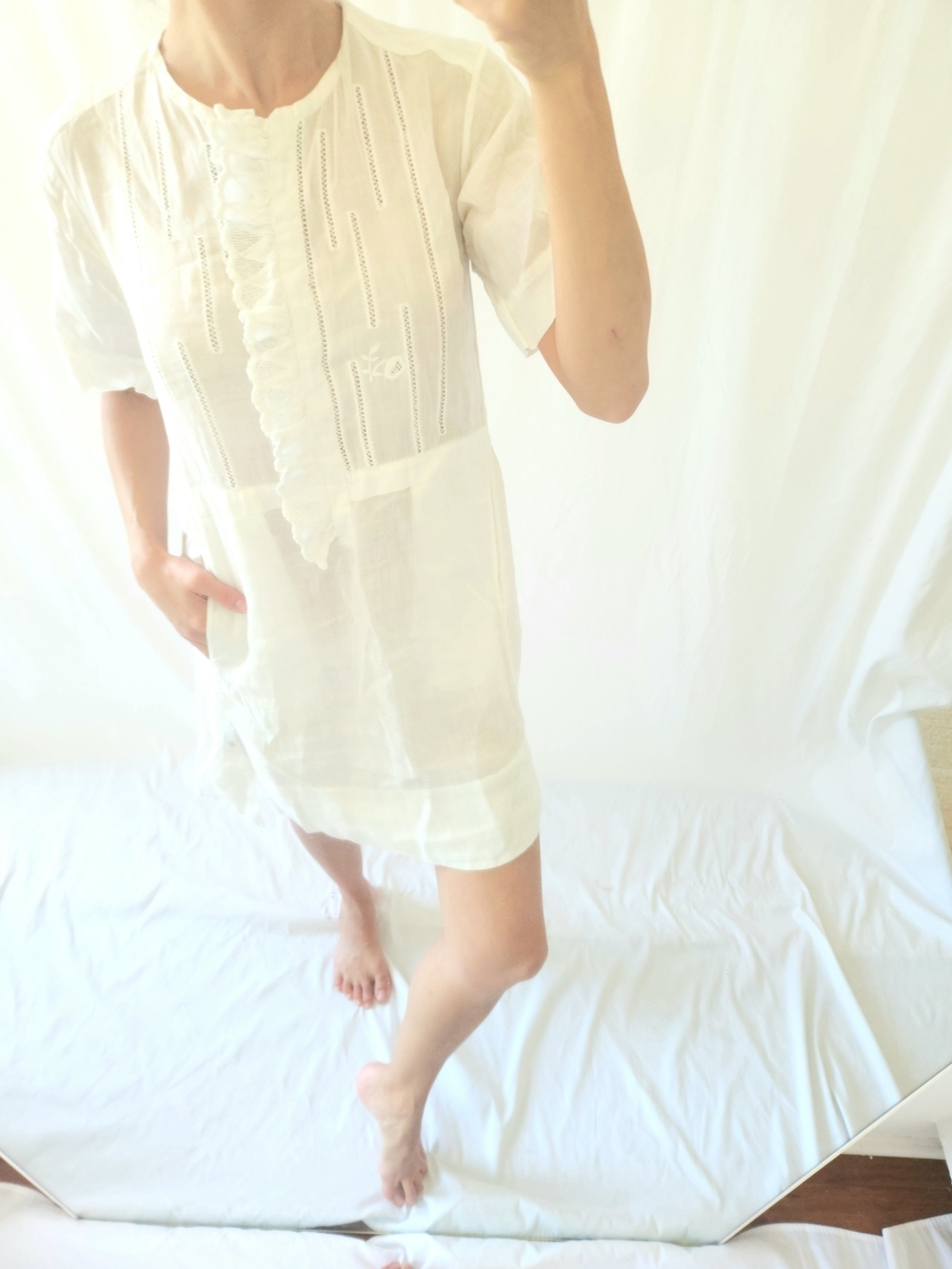 Isabel Marant White Mini Dress with Ruffle Front